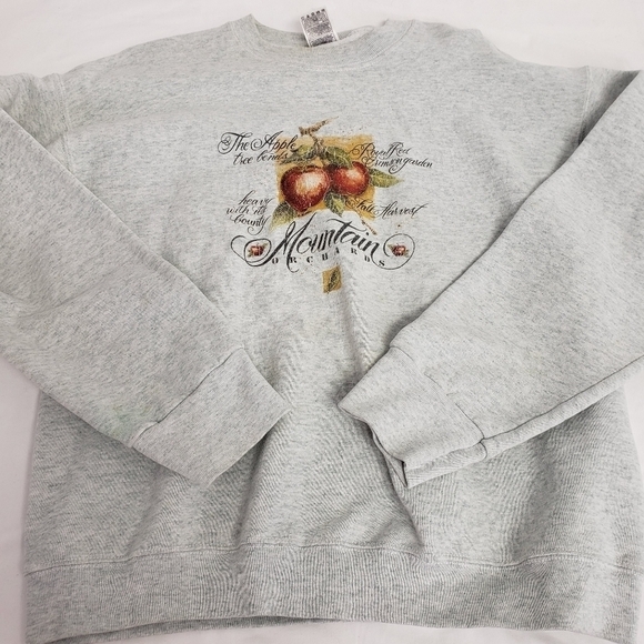 Vintage 90s Single Stitch Sweatshirt Apples Fall Large VGUC - Picture 9 of 10